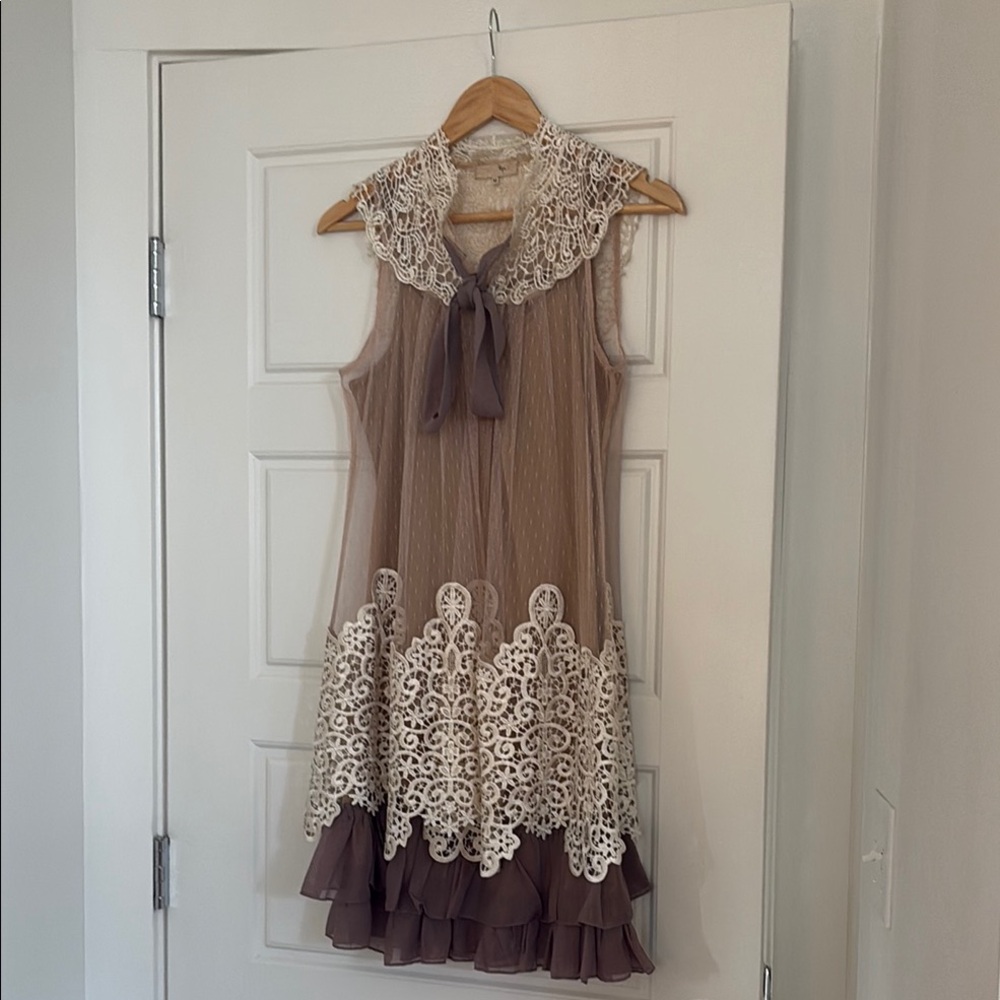 Ryu Cream Lace Overlay Dress